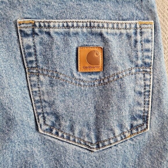 Carhartt Jeans Men's 42x30 Straight Medium Wash Blue Denim EUC B18-STW Classic - Picture 8 of 13